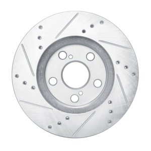 Lexus CT200H Brake Rotor (1) - Front Right - R1 Concepts - Drilled & Slotted - Silver - `10-`17
